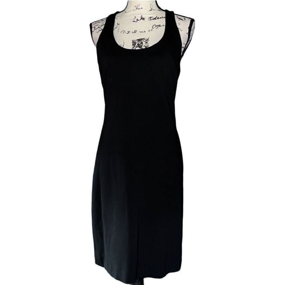Boston Proper Black Racerback Scoop‎ Neck Sheath Midi Dress Size 4